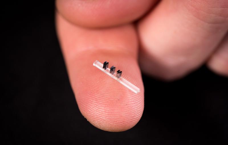 Three accelerator chips on a finger