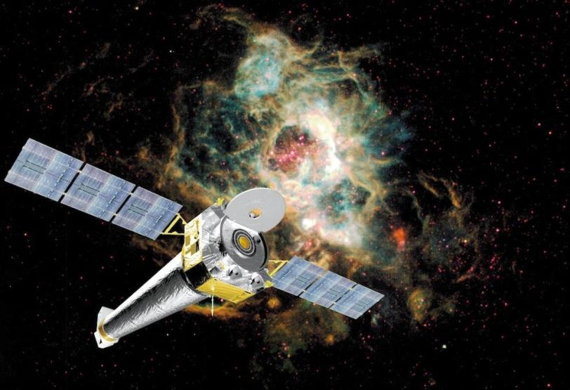 Image - Chandra spacecraft overlaid on astronomical image