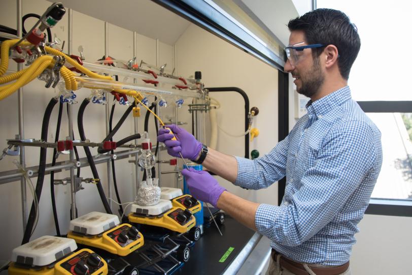 Stanford Assistant Professor Matteo Cargnello at a Stanford lab where nanocrystals are grown.