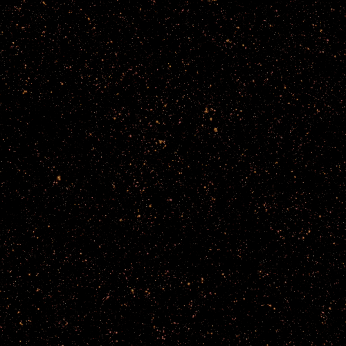 An animation in which patches of stars are magnified, illustrating gravitational lensing.