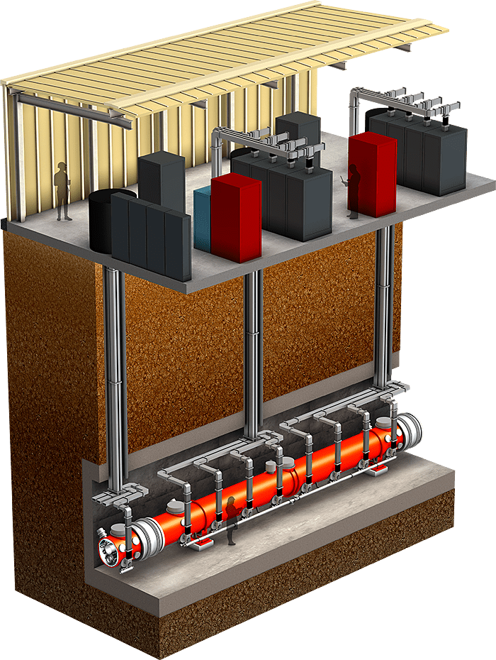 Cutaway diagram of superconducting accelerator