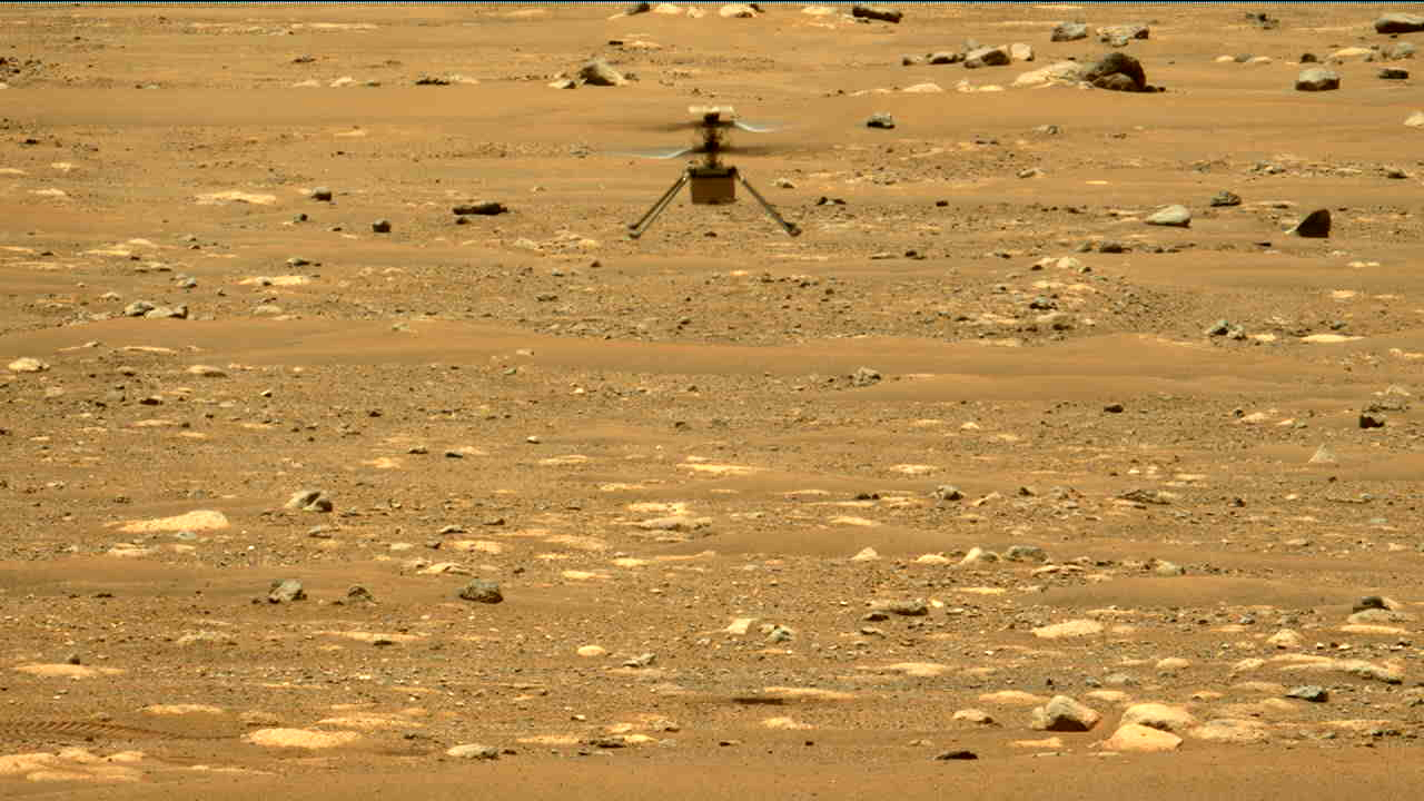 A drone flying on Mars