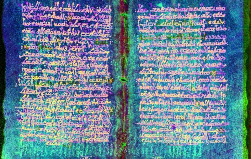 X-ray of ancient medical manuscript at the Stanford Synchrotron Radiation Lightsource (SSRL).