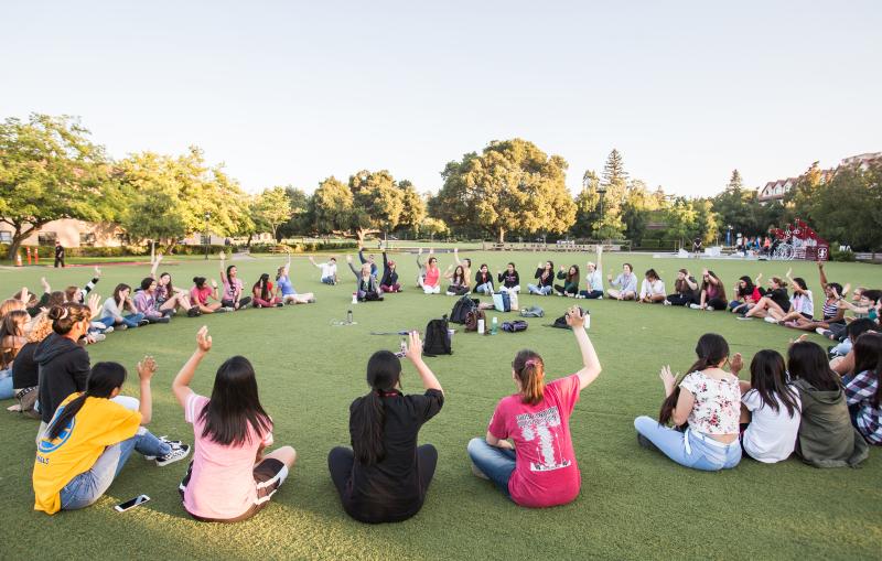 SAGE campers participate in a leadership activity at Stanford University.