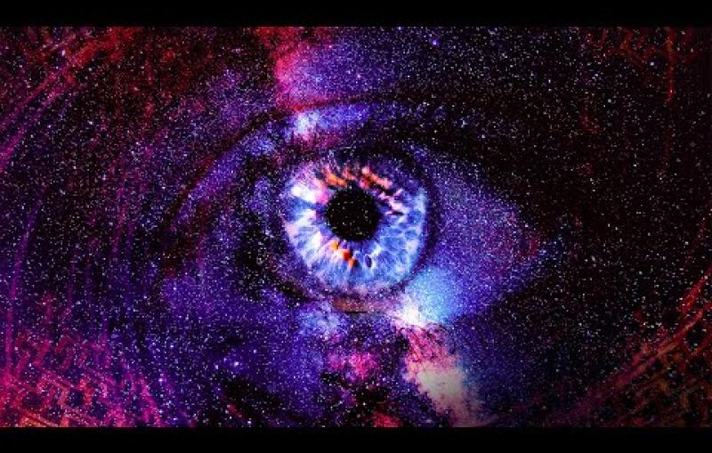 illustration of universe and human eye
