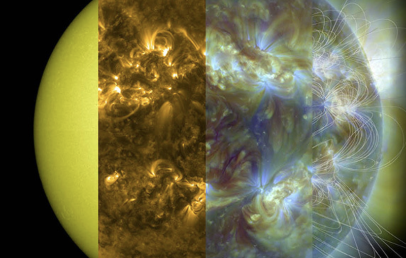 View of the sun with different filters