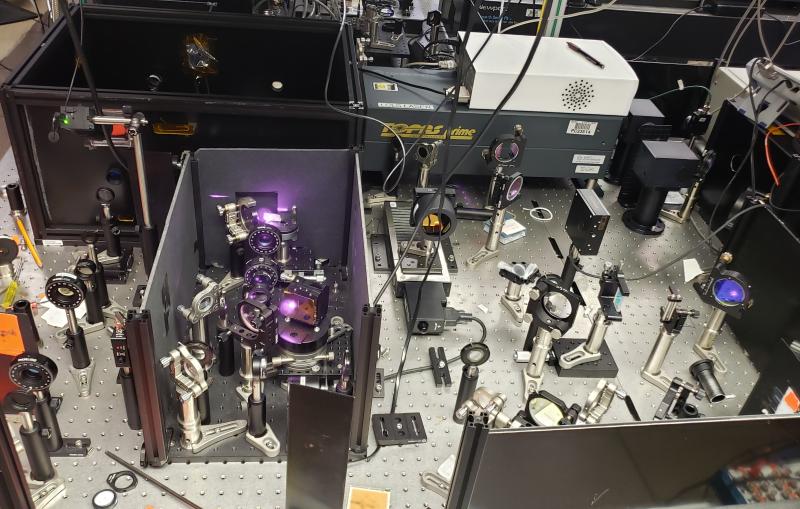 Photo of the laser lab apparatus used in the hopping ions experiment.