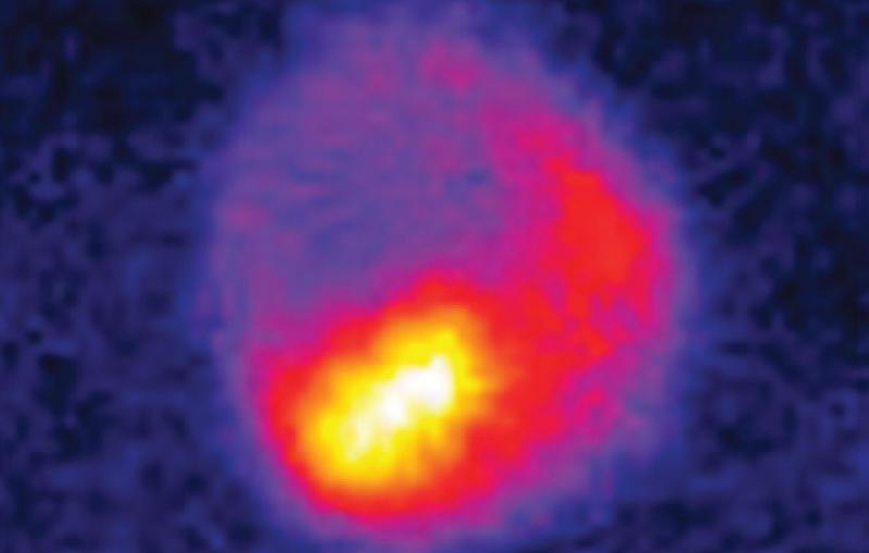 Image from SLAC's high-speed electron camera showing circular polarization of terahertz light.