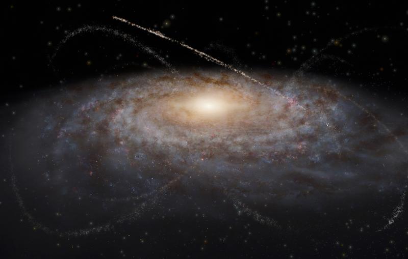 A rendering of a galaxy.