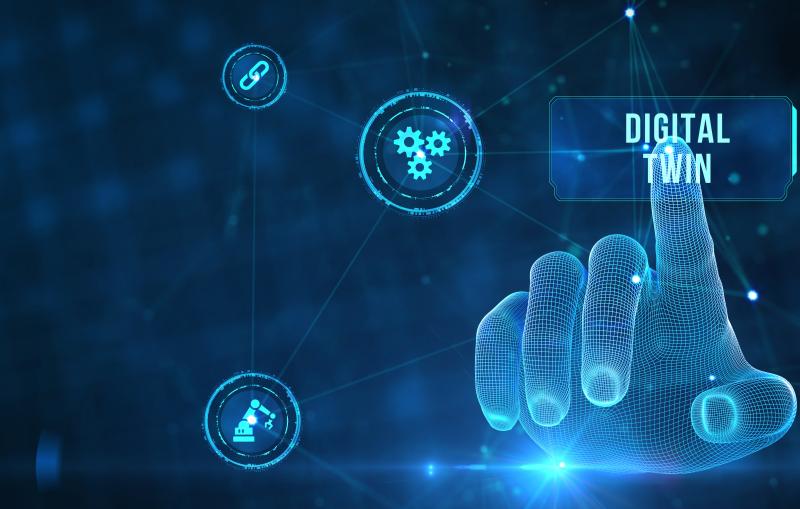 hand pointing to digital twin