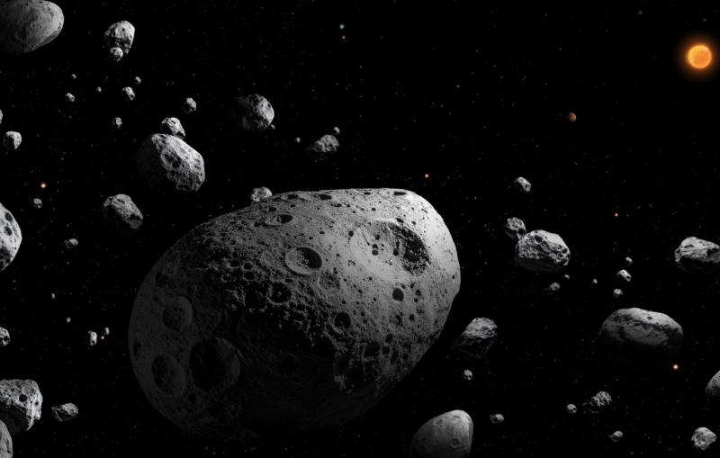 Illustration showing asteroids