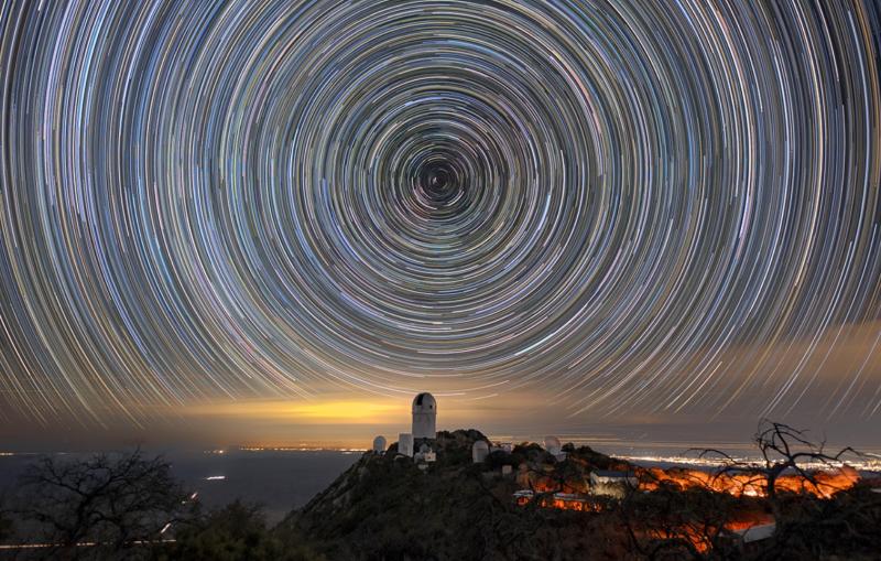Star trails over the Mayall Telescope.