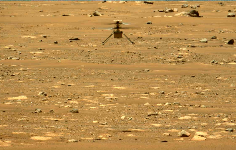 A drone flying on Mars