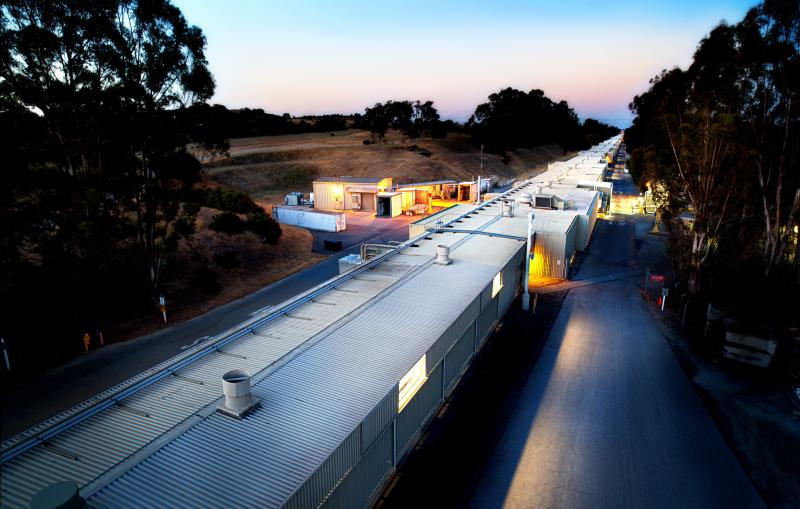 SLAC linear accelerator building at sunset