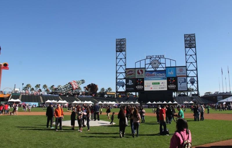 Photo - AT&T Park's baseball field full of families and tents