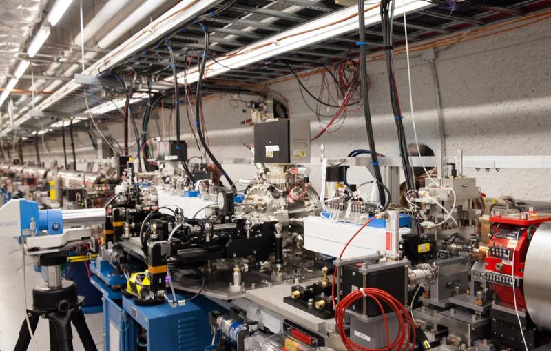 Photo - A view of the soft X-ray self-seeding system during installation in the Undulator Hall at SLAC's Linac Coherent Light Source X-ray laser. (Brad Plummer/SLAC)