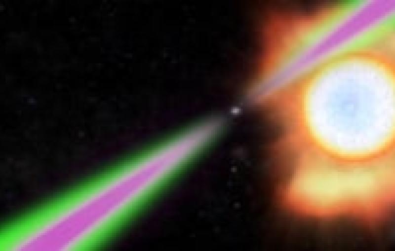 Image - Illustration of black widow pulsar blasting material off companion star