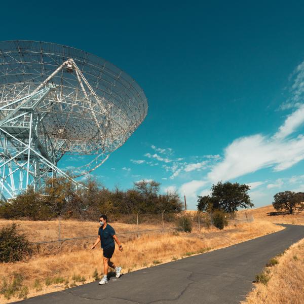 Hiker at the Stanford dish