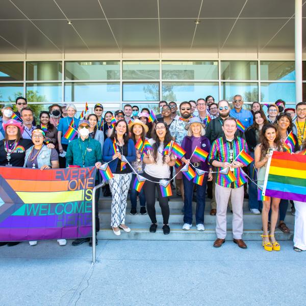 SLAC employees participated in the first campus pride parade, 2022.