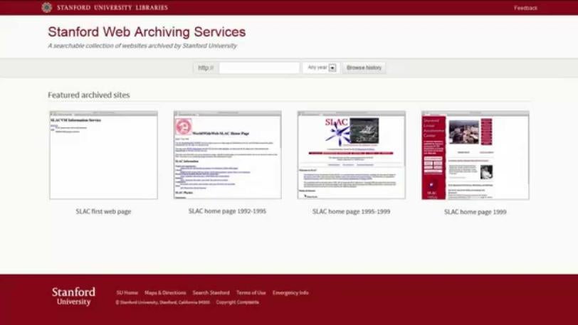 SLAC Earliest Websites in Stanford Web Archive Portal