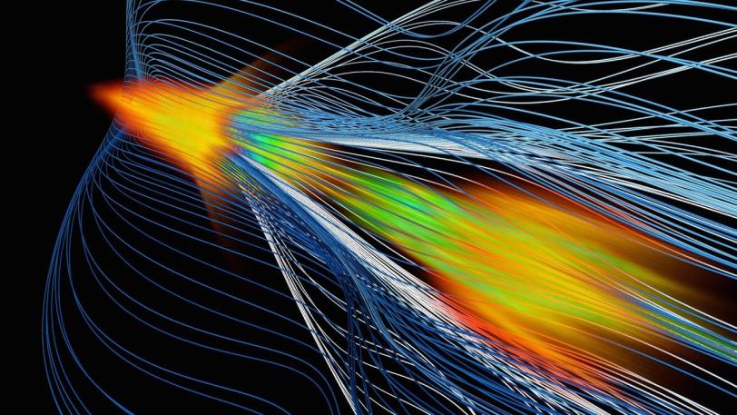 video stillframe of plasma wakefield acceleration with positrons