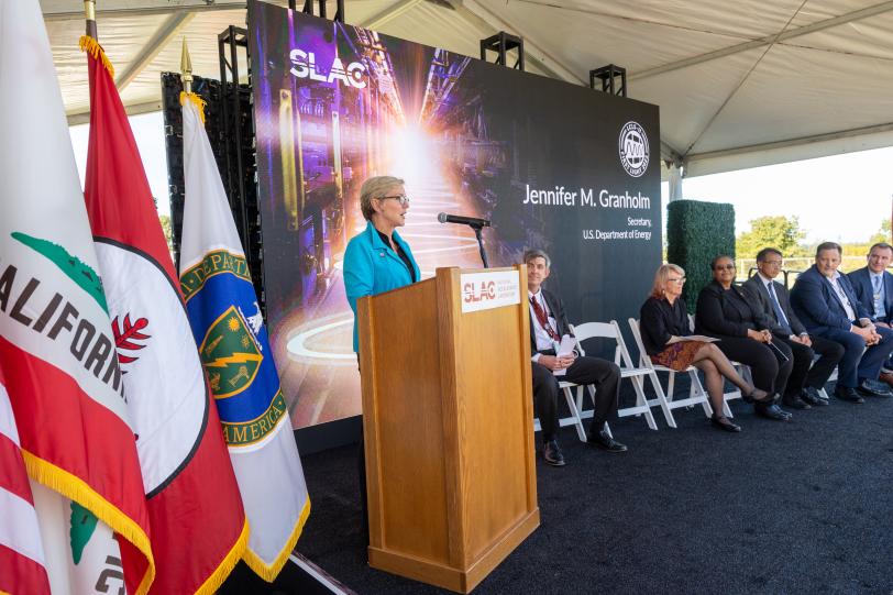 Secretary of Energy Jennifer M. Granholm speaks at a reception