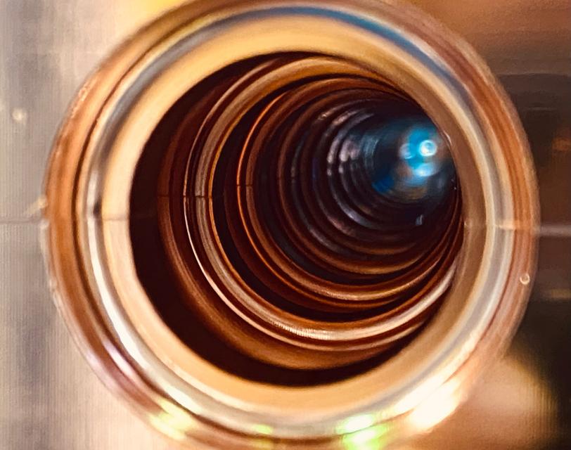The view down a copper tube.