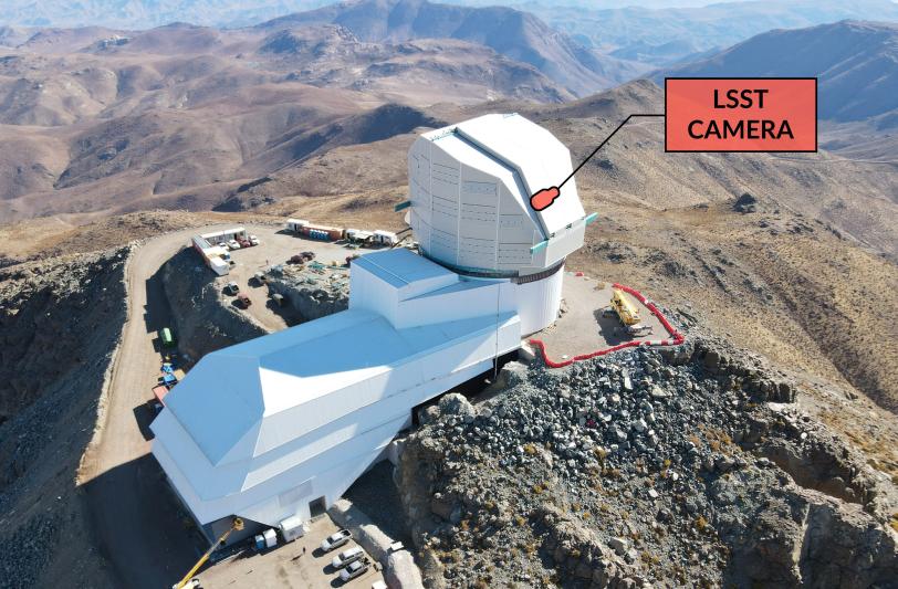 The camera will sit atop Rubin Observatory's Simonyi Survey Telescope high in the Andes of Chile.