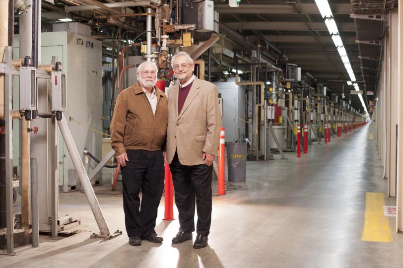Claudio Pellegrini with SLAC and Stanford Professor Emeritus Herman Winick at LCLS.