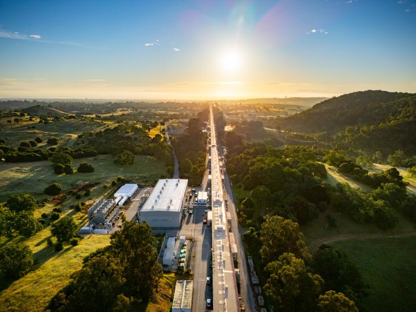 Sunrise over the SLAC campus and Linac