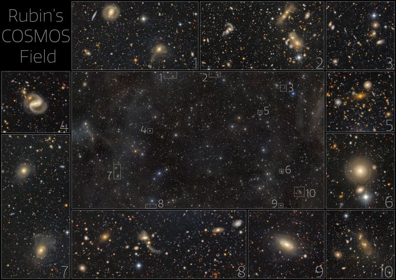 This exceptionally deep image from NSF–DOE Vera C. Rubin Observatory reveals the renowned COSMOS field and its surroundings in the constellation Sextans
