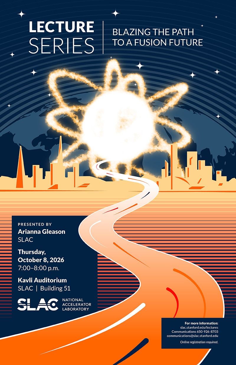 Poster for public lecture titled Blazing the path to a fusion future