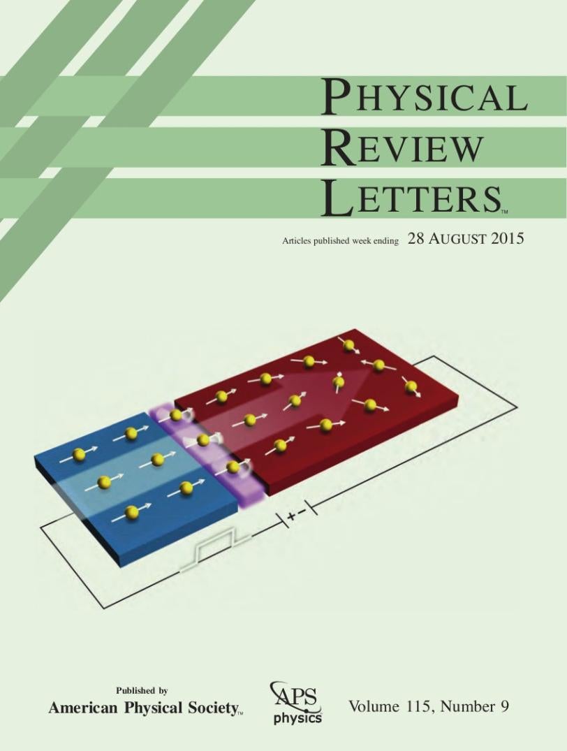 Image - The Aug. 28, 2015, edition of Physical Review Letters features an illustration from a Stanford Synchrotron Radiation Lightsource scientific result.