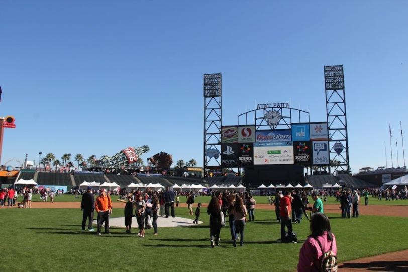Photo - AT&T Park's baseball field full of families and tents
