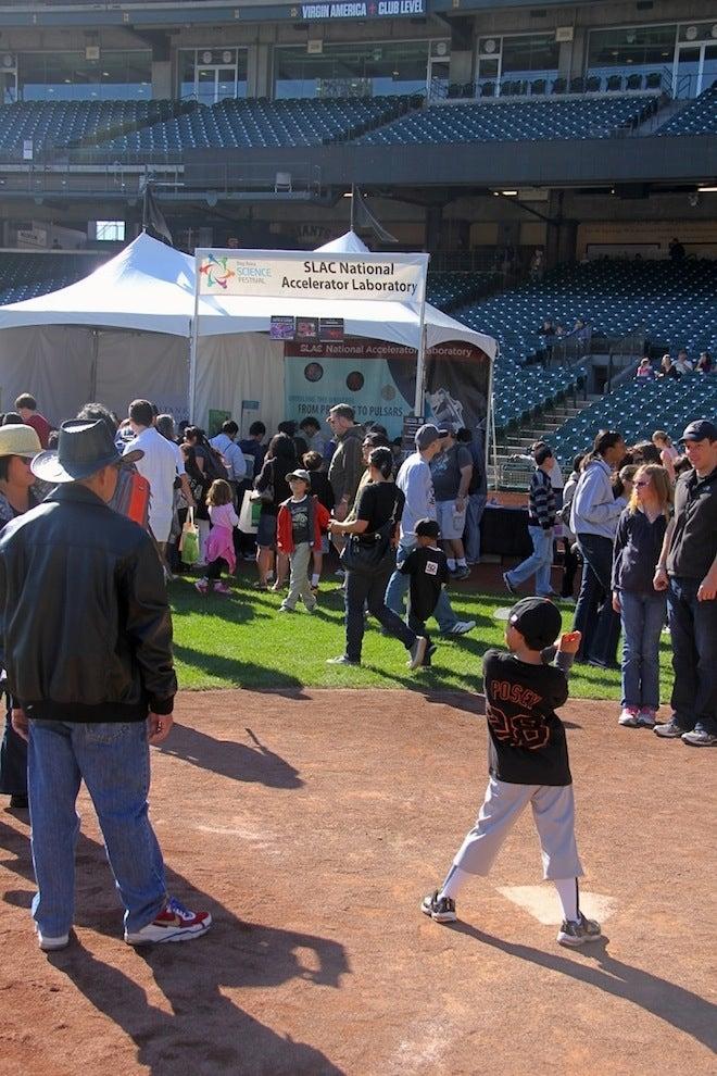 Photo - SLAC's Discovery Days booth sitting just steps away from Giants home plate