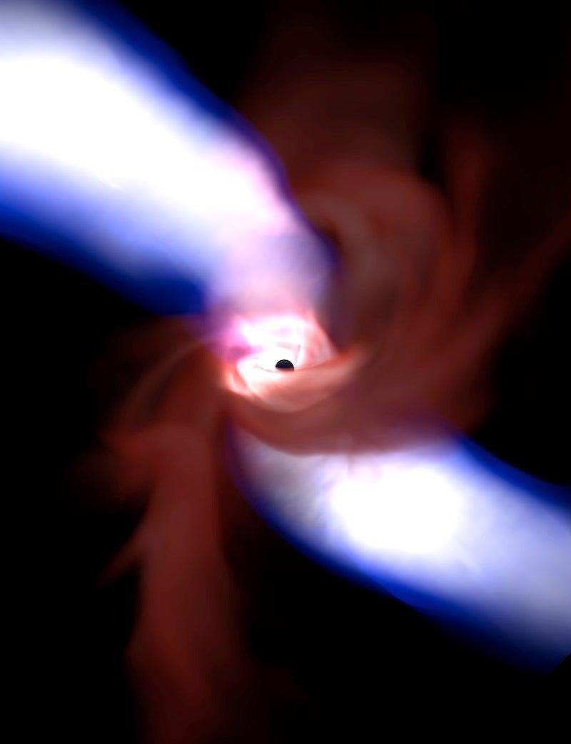 Image - Black hole simulation with accretion disk and jet