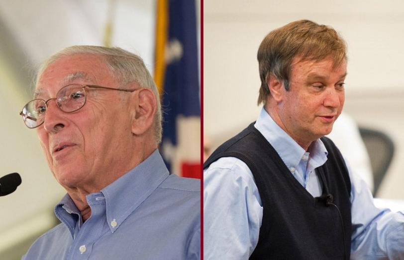 Photos of SLAC-affiliated professors Bienenstock (left) and Michelson (right)