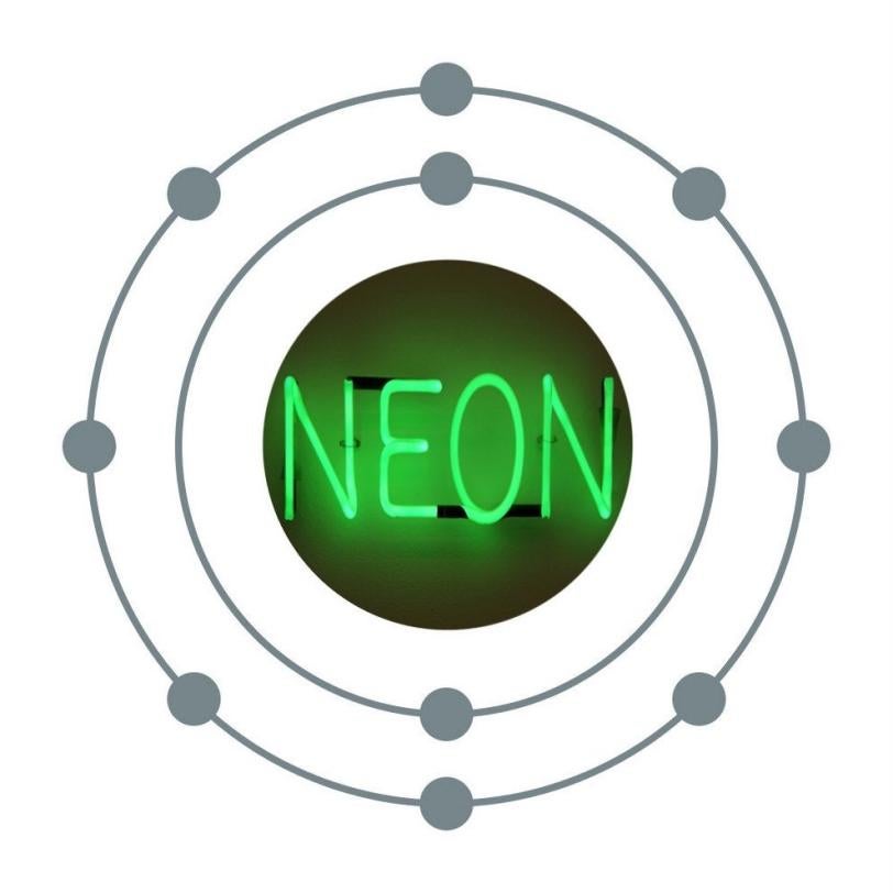 Image - Neon atom illustration, showing electrons on ...