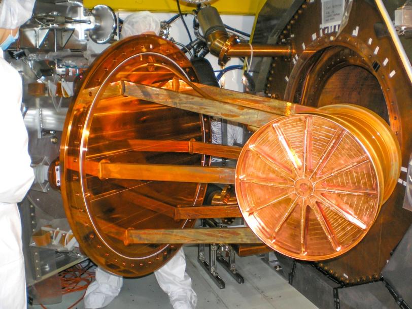 The xenon vessel, ready to be inserted into the cryostat.
