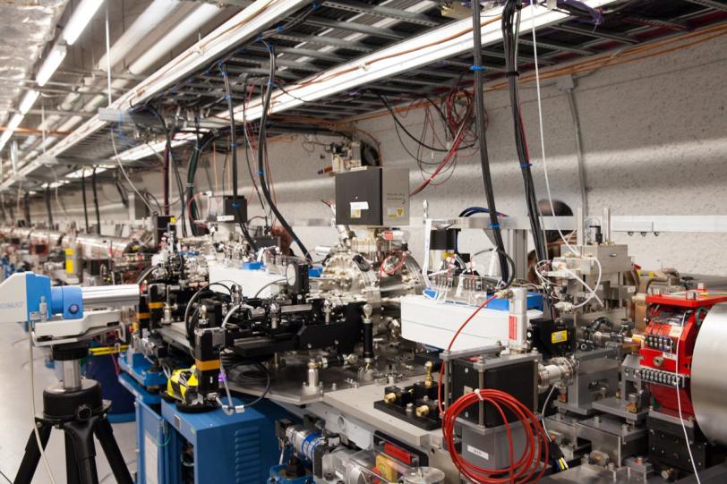 Photo - A view of the soft X-ray self-seeding system during installation in the Undulator Hall at SLAC's Linac Coherent Light Source X-ray laser. (Brad Plummer/SLAC)