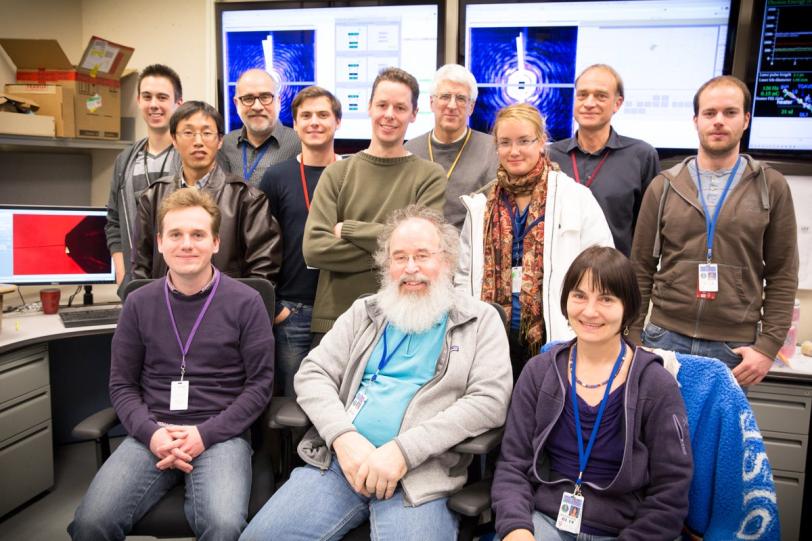 Participants in the first experiment using the new LAMP instrument at SLAC's X-ray laser. (SLAC)