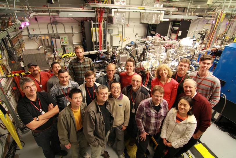 Photo - Some of the members of the large team that worked on setting up and commissioning the LAMP instrument, now available for experiments at SLAC's X-ray laser. (Sebastian Schorb)
