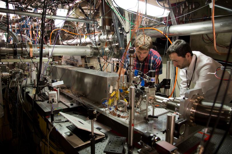 SLAC researchers Spencer Gessner and Sebastien Corde