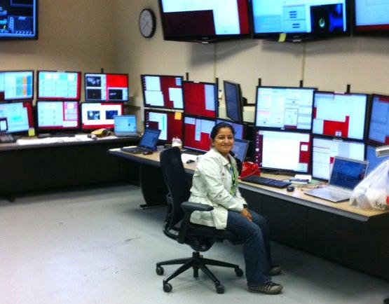 Image - Roopali Kukreja is seen here in a control room at SLAC's Linac Coherent Light Source X-ray laser. (Courtesy of Roopali Kukreja)