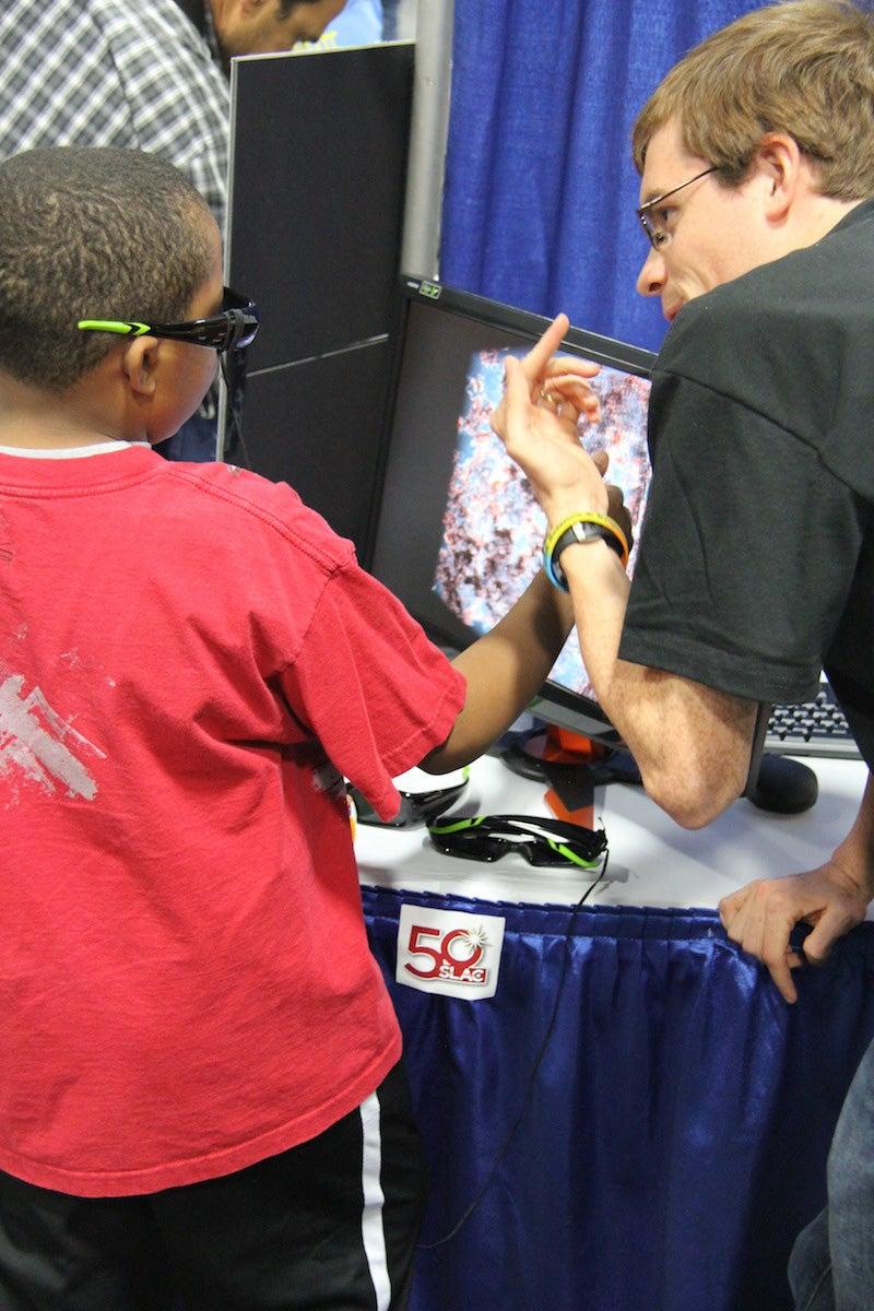 Looking at 3D astrophysics simulations during the 2012 USA Science & Engineering Festival 