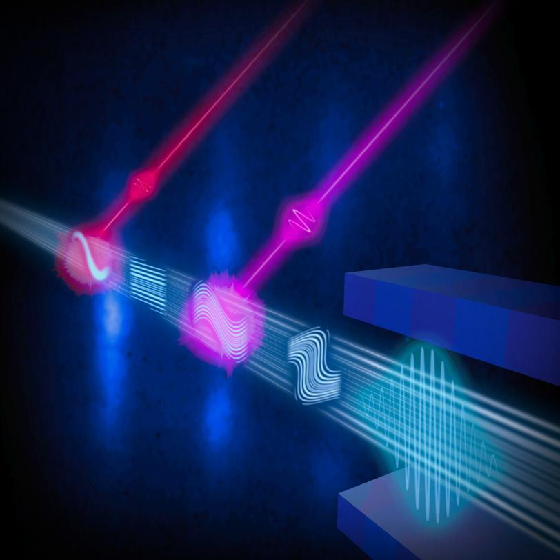 Beam of electrons illustration.