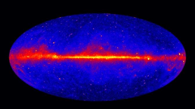 Image - Fermi's map of the gamma-ray sky, created with five years of data