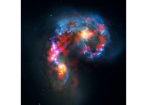 Hubble Space Telescope image of two galaxies merging