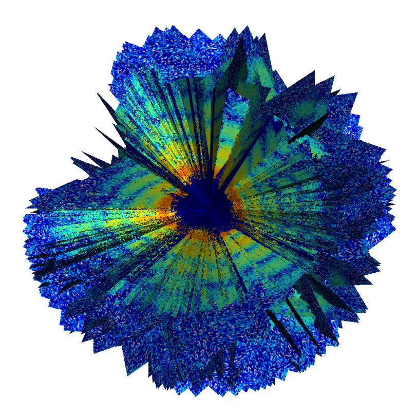 Image - This computerized rendering shows a collection of about 200 X-ray patterns, produced in an experiment at SLAC’s Linac Coherent Light Source X-ray laser, that were combined to produce a 3-D rendering of an intact Mimivirus. (Uppsala University)