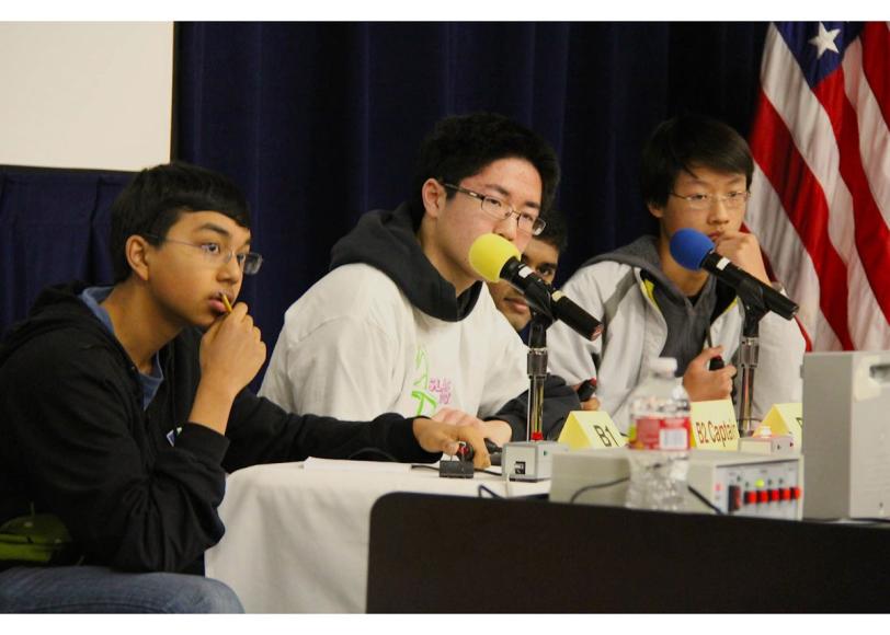 Three local high-school students at  the annual Science Bowl at SLAC